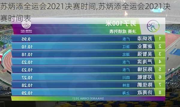 苏炳添全运会2021决赛时间,苏炳添全运会2021决赛时间表