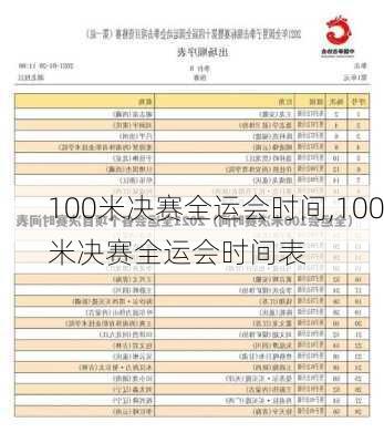 100米决赛全运会时间,100米决赛全运会时间表