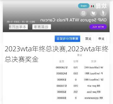 2023wta年终总决赛,2023wta年终总决赛奖金