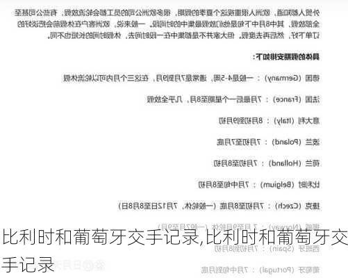 比利时和葡萄牙交手记录,比利时和葡萄牙交手记录