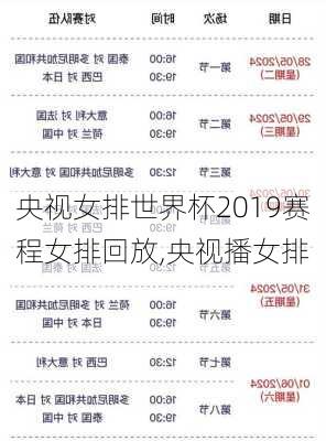 央视女排世界杯2019赛程女排回放,央视播女排