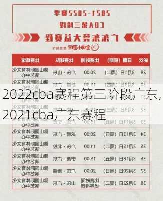 2022cba赛程第三阶段广东,2021cba广东赛程