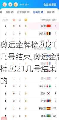 奥运金牌榜2021几号结束,奥运金牌榜2021几号结束的