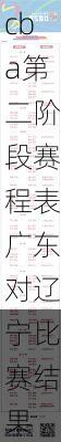 cba第二阶段赛程表广东对辽宁,cba第二阶段赛程表广东对辽宁比赛结果