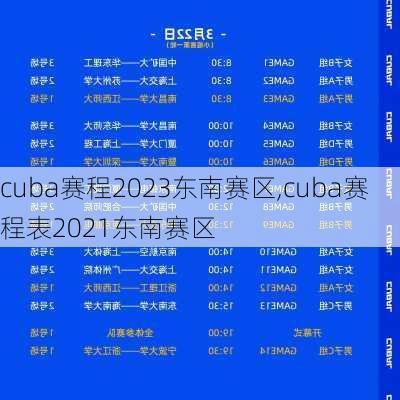 cuba赛程2023东南赛区,cuba赛程表2021东南赛区