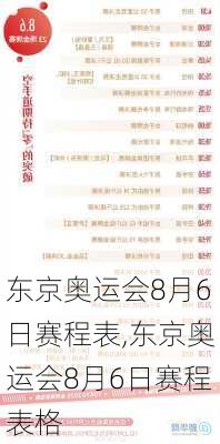 东京奥运会8月6日赛程表,东京奥运会8月6日赛程表格
