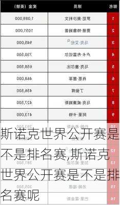 斯诺克世界公开赛是不是排名赛,斯诺克世界公开赛是不是排名赛呢