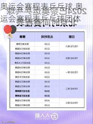 奥运会赛程表乒乓球,奥运会赛程表乒乓球团体
