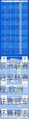 欧洲联赛冠军杯赛程,欧洲联赛冠军杯赛程表