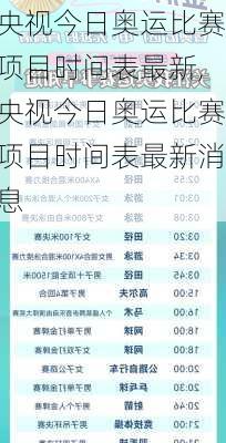 央视今日奥运比赛项目时间表最新,央视今日奥运比赛项目时间表最新消息