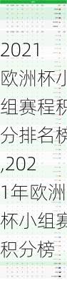 2021欧洲杯小组赛程积分排名榜,2021年欧洲杯小组赛积分榜