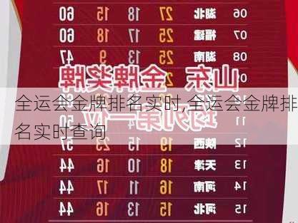 全运会金牌排名实时,全运会金牌排名实时查询