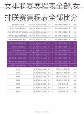 女排联赛赛程表全部,女排联赛赛程表全部比分