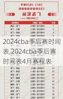 2024cba季后赛时间表,2024cba季后赛时间表4月赛程表