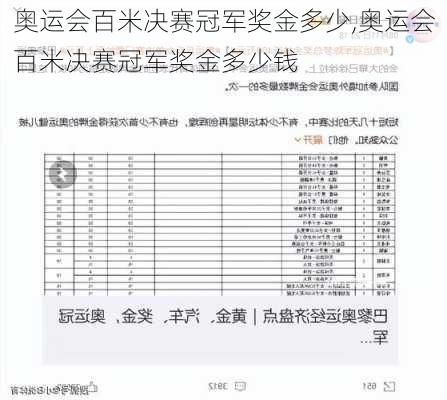 奥运会百米决赛冠军奖金多少,奥运会百米决赛冠军奖金多少钱