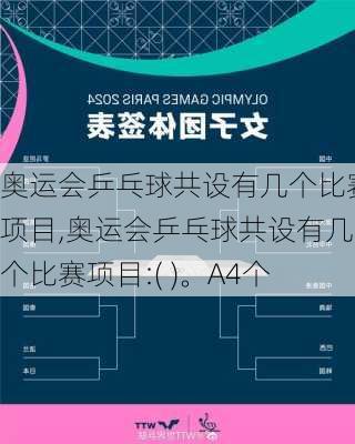 奥运会乒乓球共设有几个比赛项目,奥运会乒乓球共设有几个比赛项目:( )。A4个