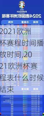 2021欧洲杯赛程时间播放时间,2021欧洲杯赛程表什么时候结束