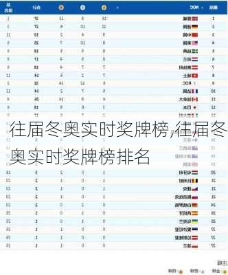 往届冬奥实时奖牌榜,往届冬奥实时奖牌榜排名