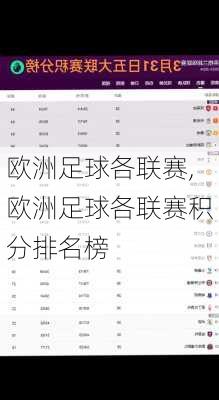 欧洲足球各联赛,欧洲足球各联赛积分排名榜