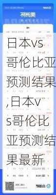日本vs哥伦比亚预测结果,日本vs哥伦比亚预测结果最新