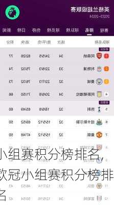 小组赛积分榜排名,欧冠小组赛积分榜排名