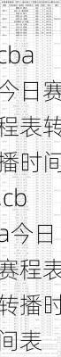 cba今日赛程表转播时间,cba今日赛程表转播时间表