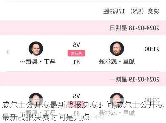 威尔士公开赛最新战报决赛时间,威尔士公开赛最新战报决赛时间是几点