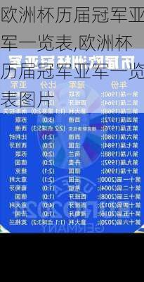 欧洲杯历届冠军亚军一览表,欧洲杯历届冠军亚军一览表图片