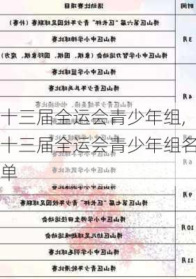 十三届全运会青少年组,十三届全运会青少年组名单