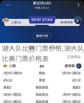 湖人队比赛门票价格,湖人队比赛门票价格表