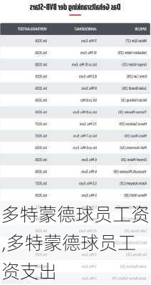 多特蒙德球员工资,多特蒙德球员工资支出