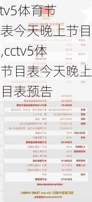 cctv5体育节目表今天晚上节目表,cctv5体育节目表今天晚上节目表预告