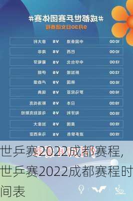 世乒赛2022成都赛程,世乒赛2022成都赛程时间表