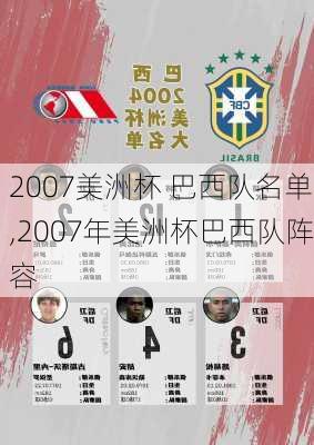 2007美洲杯 巴西队名单,2007年美洲杯巴西队阵容