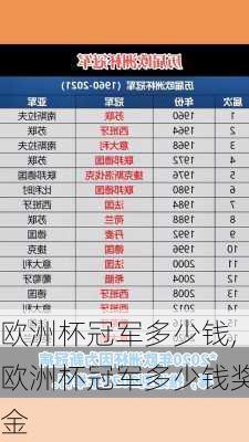 欧洲杯冠军多少钱,欧洲杯冠军多少钱奖金