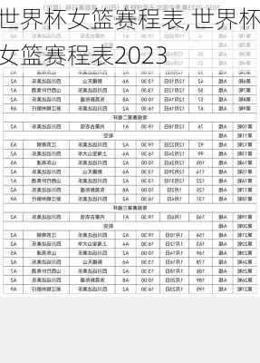 世界杯女篮赛程表,世界杯女篮赛程表2023