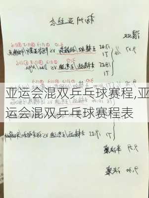 亚运会混双乒乓球赛程,亚运会混双乒乓球赛程表
