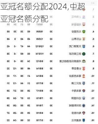 亚冠名额分配2024,中超亚冠名额分配