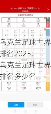 乌克兰足球世界排名2023,乌克兰足球世界排名多少名