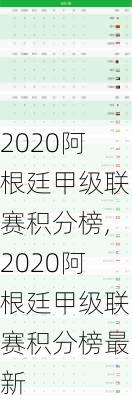2020阿根廷甲级联赛积分榜,2020阿根廷甲级联赛积分榜最新
