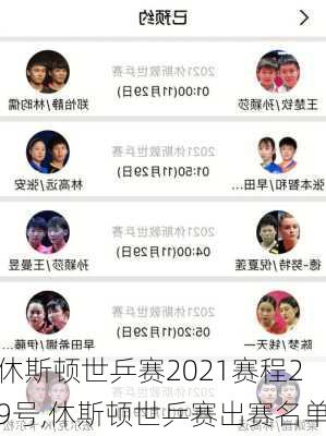 休斯顿世乒赛2021赛程29号,休斯顿世乒赛出赛名单