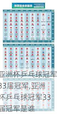 亚洲杯乒乓球冠军33届冠军,亚洲杯乒乓球冠军33届冠军是谁