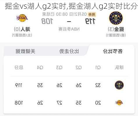 掘金vs湖人g2实时,掘金湖人g2实时比分