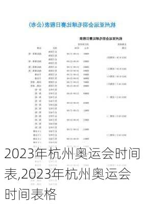 2023年杭州奥运会时间表,2023年杭州奥运会时间表格