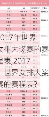 2017年世界女排大奖赛的赛程表,2017年世界女排大奖赛的赛程表?