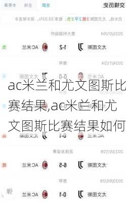 ac米兰和尤文图斯比赛结果,ac米兰和尤文图斯比赛结果如何