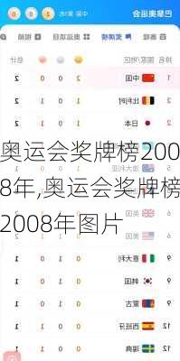 奥运会奖牌榜2008年,奥运会奖牌榜2008年图片