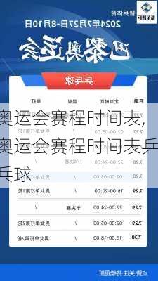 奥运会赛程时间表,奥运会赛程时间表乒乓球