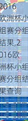 2016欧洲杯小组赛分组结果,2016欧洲杯小组赛分组结果查询