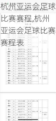 杭州亚运会足球比赛赛程,杭州亚运会足球比赛赛程表